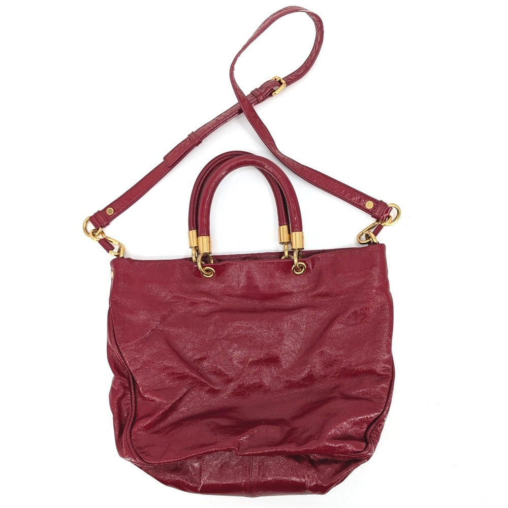 Marc by Marc Jacobs Red Patent Leather Tote Crossbody Bag Gold Hardware - Picture 7 of 14